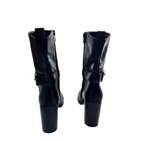 NAPOLEONI Italian Handcrafted block Mid Calf Leather  black Boots  Sz 39 US 8 - Picture 5 of 9